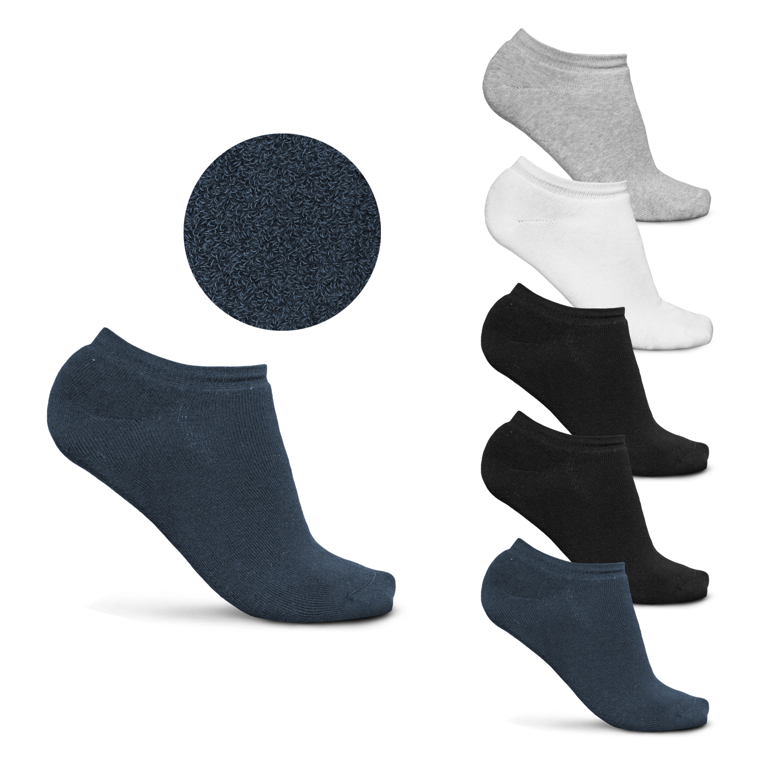 POMPEA Pack 6 Paia Fantasmini Uomo Blu Nero Bianco Cotone POMPEA Pack 6 Paia Fantasmini Uomo Blu Nero Bianco Cotone